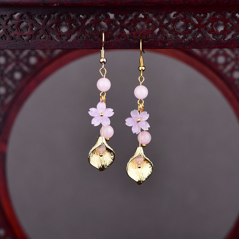 Luxury Gifts Jewelry & Watches Namfleg Mostar - الوردي الطبيعي اليشم زهرة الأقراط خمر