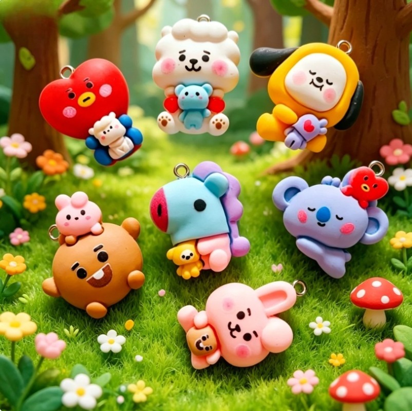 7 قطع من إكسسوارات BT21 الكرتو - مراجعة Drop Earrings وسعره